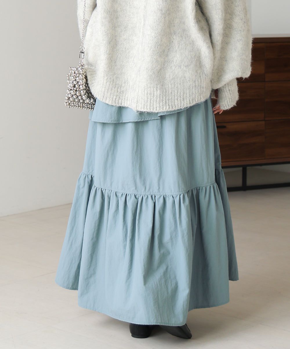 日本 Bab - 成熟可愛立體縐褶蛋糕長裙-米杏 (M)