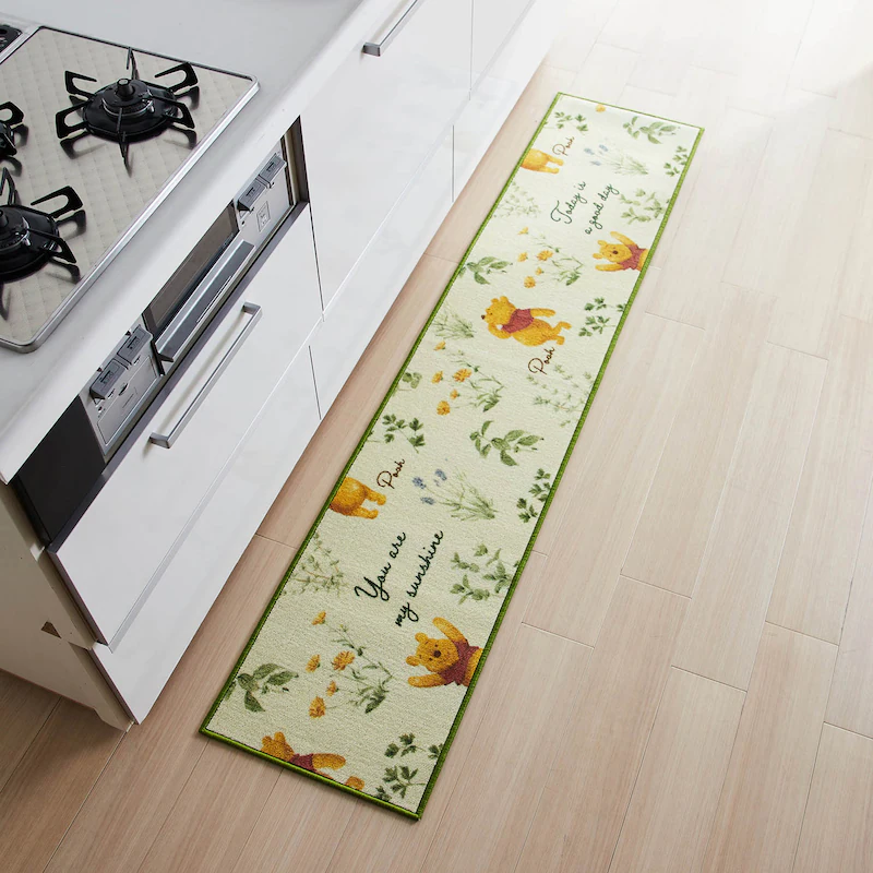 日本千趣會 - 迪士尼 長條型腳踏墊(廚房/臥室)-維尼花園-綠