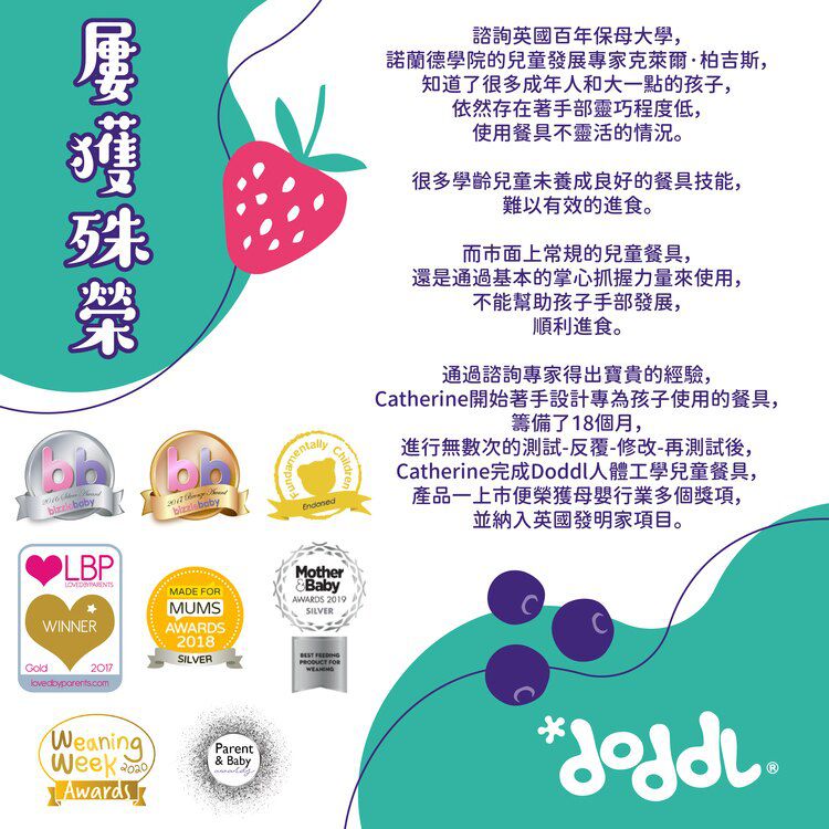 英國 Doddl - 【盒損福利品】人體工學幼兒學習餐具收納攜帶盒-灰白