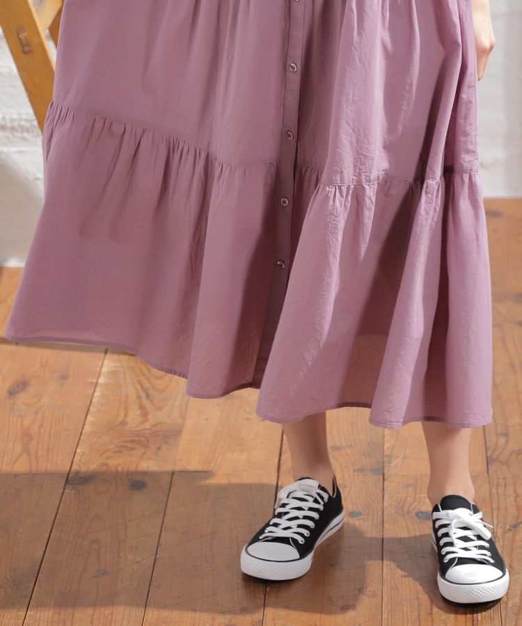 日本 Honeys - 純棉七分袖寬鬆蛋糕裙洋裝-黑