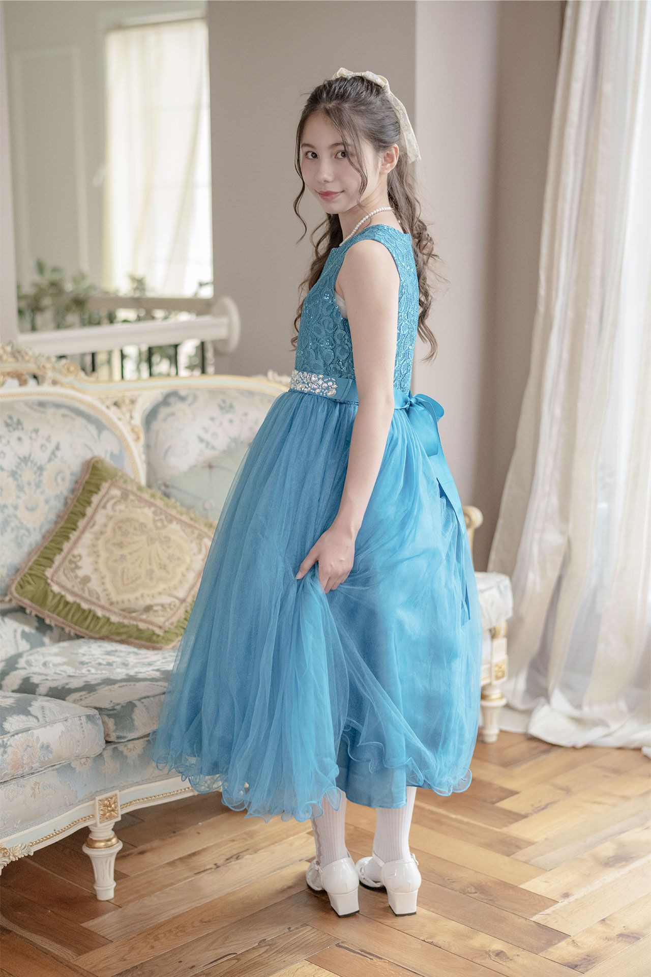 日本 Catherine Cottage - 歐式古典蕾絲公主蝴蝶結髮夾-象牙白