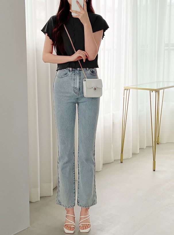 日本 GRL - 微立領木耳邊短袖上衣-橘