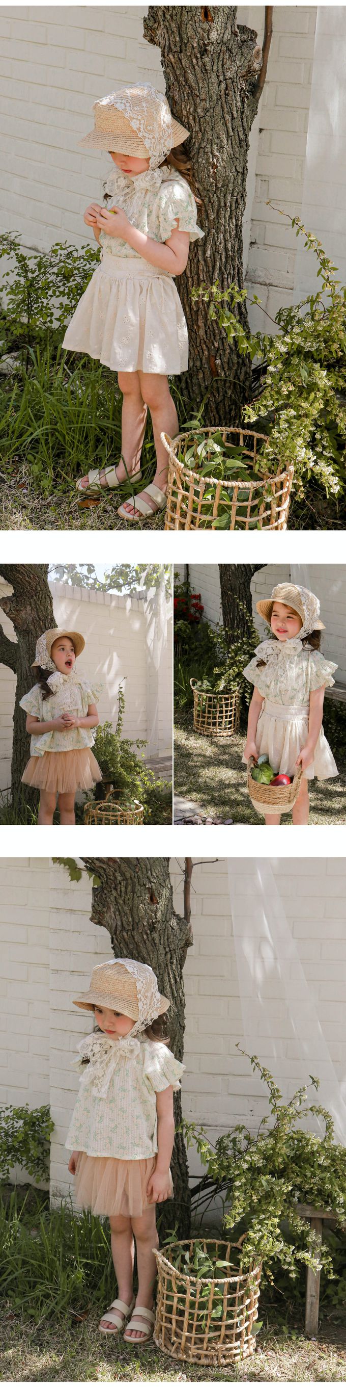 韓國 Puellaflo - 氣質女孩花布領短袖上衣-滿版花印