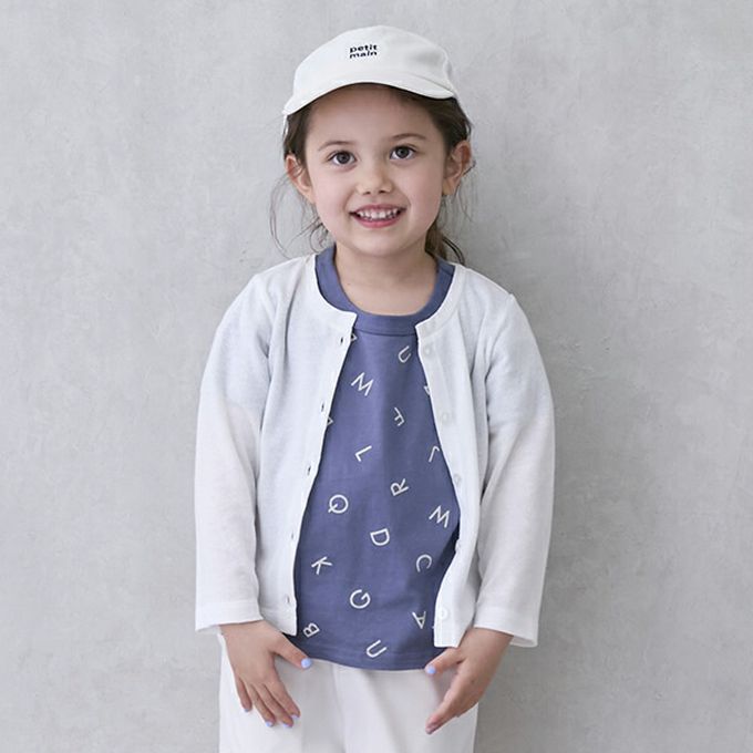 日本 petit main - [低價]接觸冷感 滿版印花短袖上衣-恐龍-橘紫