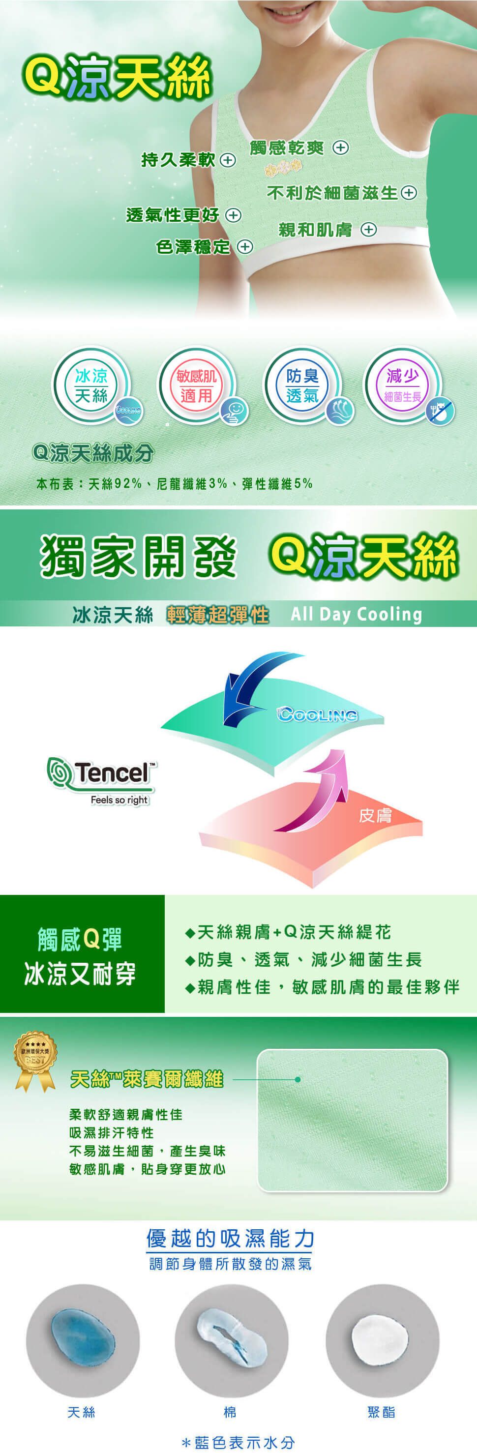 Annypepe - Q涼天絲緹花肩帶型成長內衣-淡蘋果綠