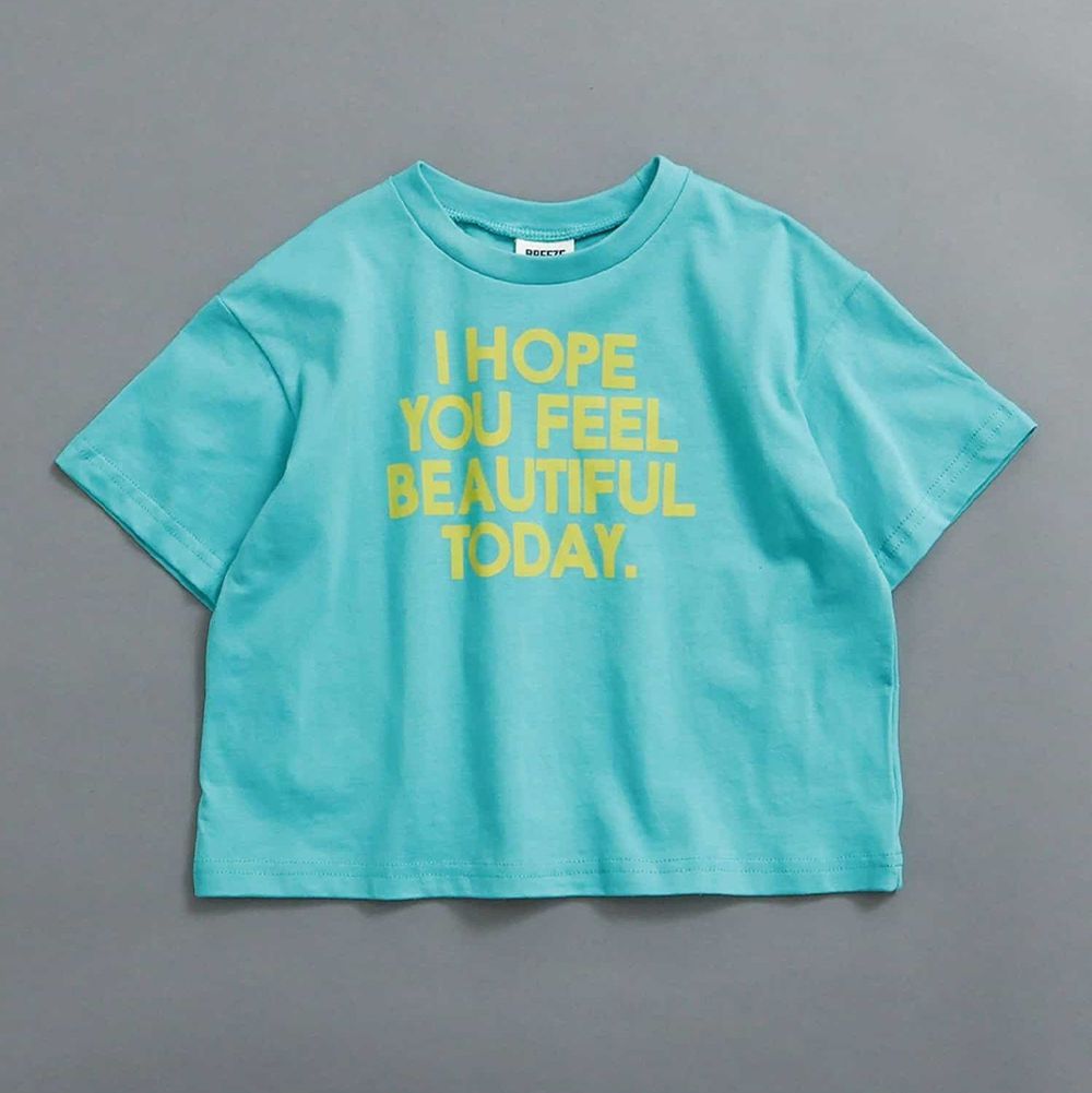 簡約帥氣logo短袖上衣-美麗日子-水藍