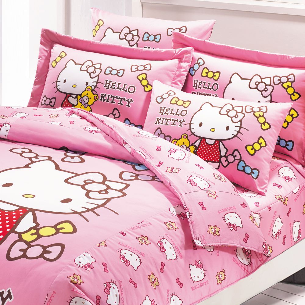 鴻宇 HongYew - Hello Kitty 雙人被單-小熊Honey-粉色