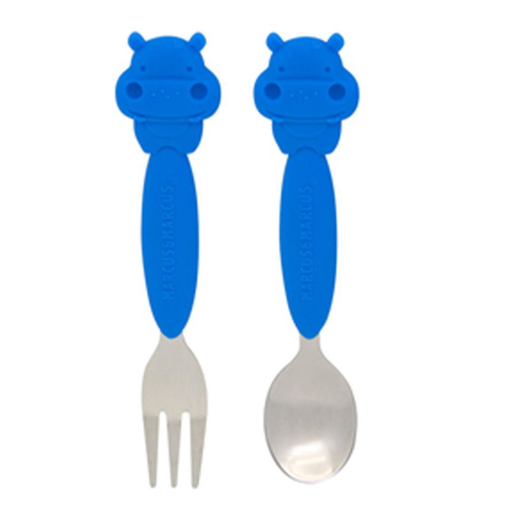 MARCUS＆MARCUS - 動物樂園不鏽鋼叉匙餐具組-藍河馬