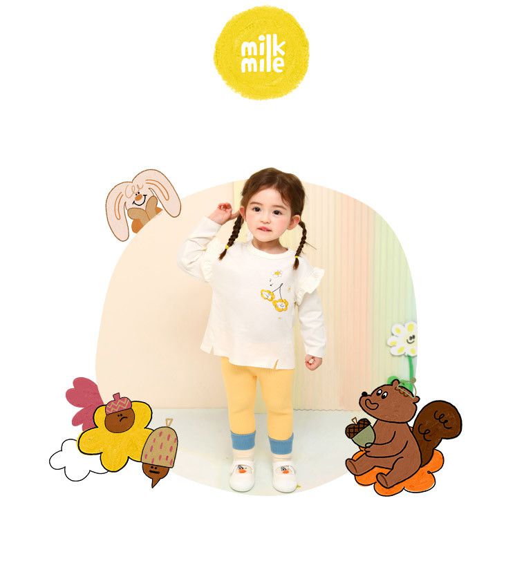 韓國 milk mile - 毛毛熊小不點內搭褲-灰