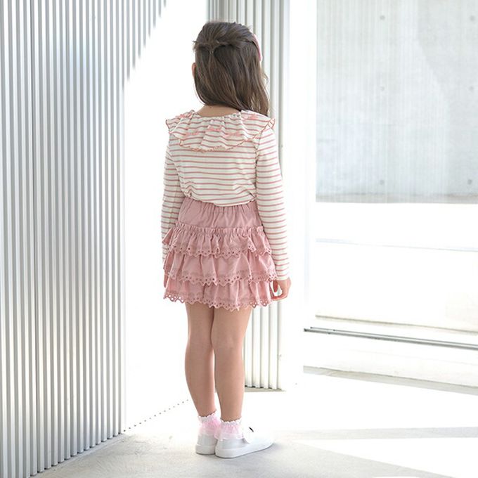 日本 Lycee mine - 滿滿層次蕾絲短裙-(內襯安全褲)-米白