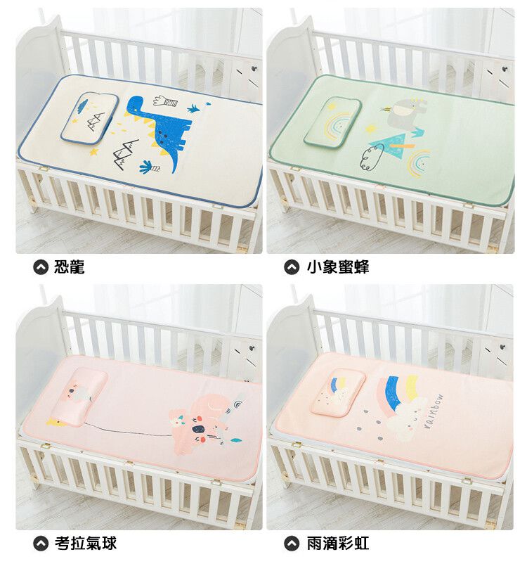 Muslin Tree - 嬰兒床印花涼蓆+枕頭組-恐龍 (涼蓆120*65cm / 枕頭36*23 cm)