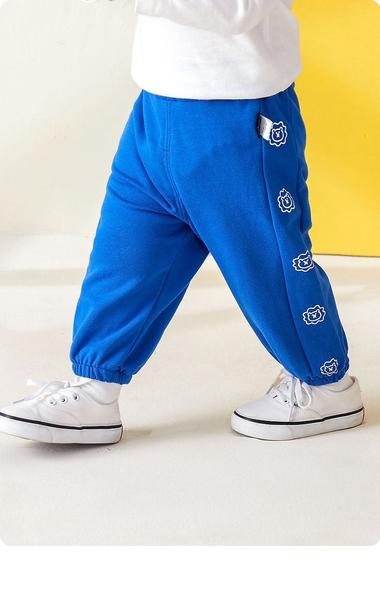 棉質運動束口褲-獅子-藍色