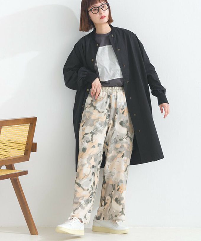 日本 le colis - [人氣款]柔和季節感印花輕盈寬褲-暈染-粉紅x綠