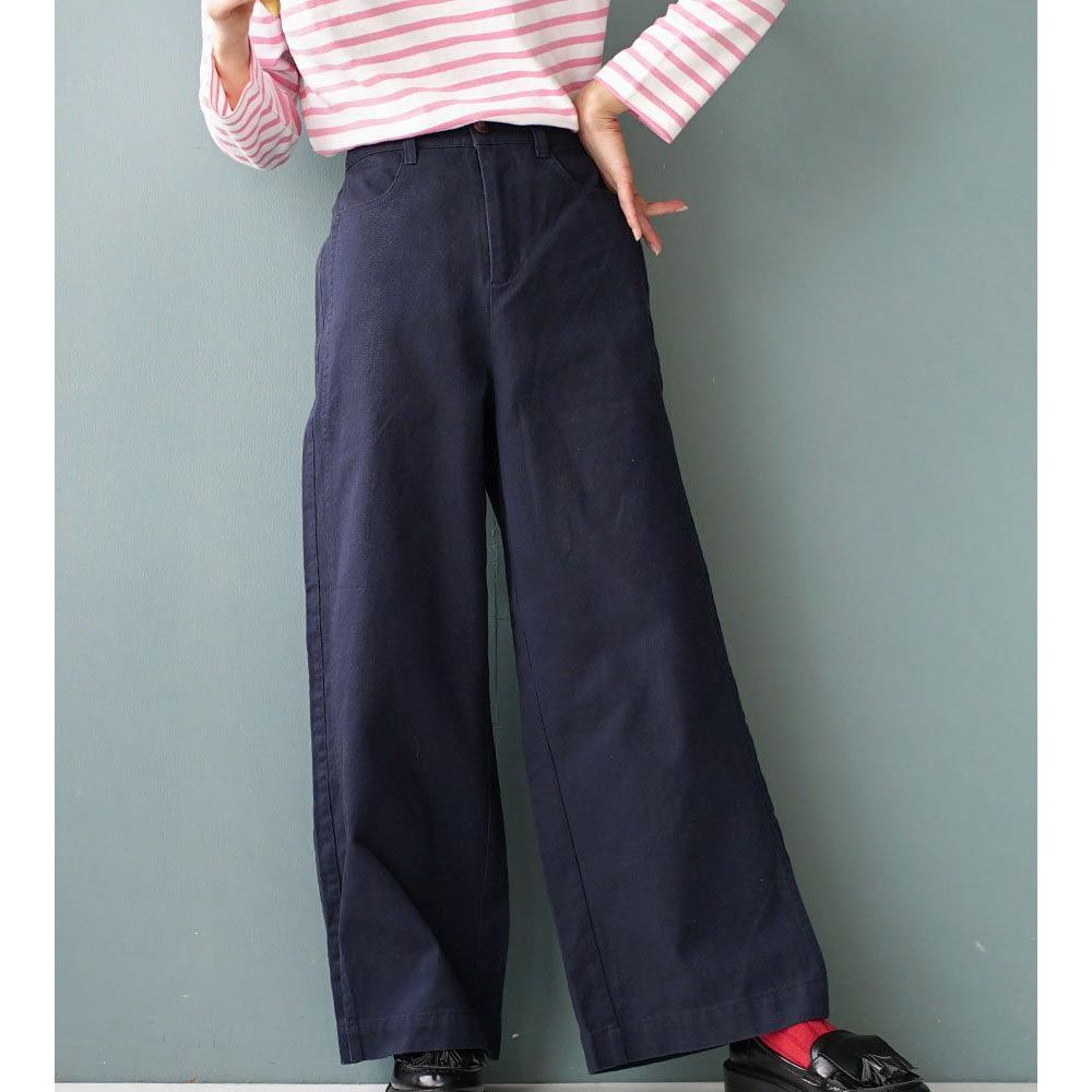 日本 zootie - 瘦瘦必備！100%棉美式休閒寬褲-海軍藍