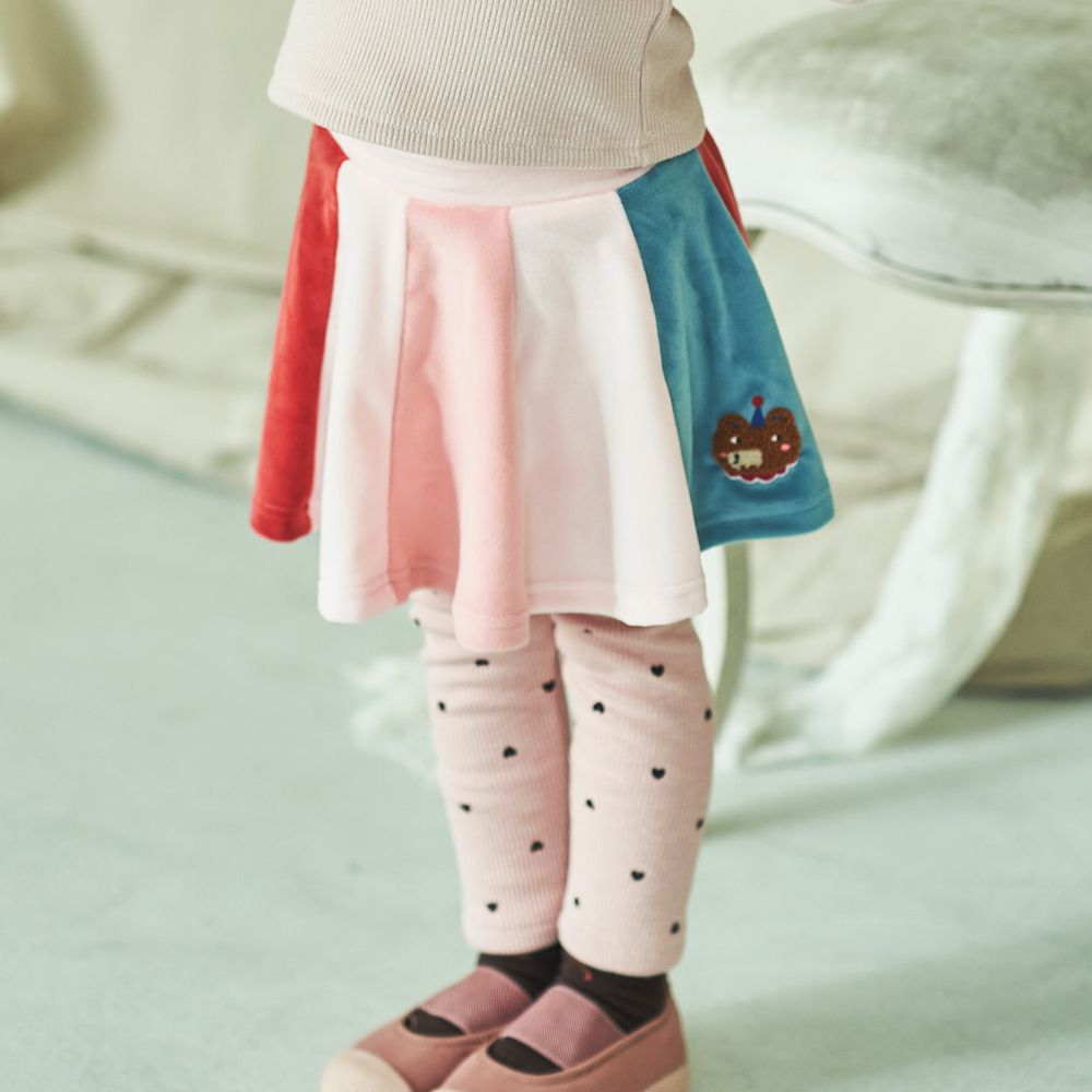 韓國 Mimico - (裏起毛)彩色傘狀褲裙-粉紅