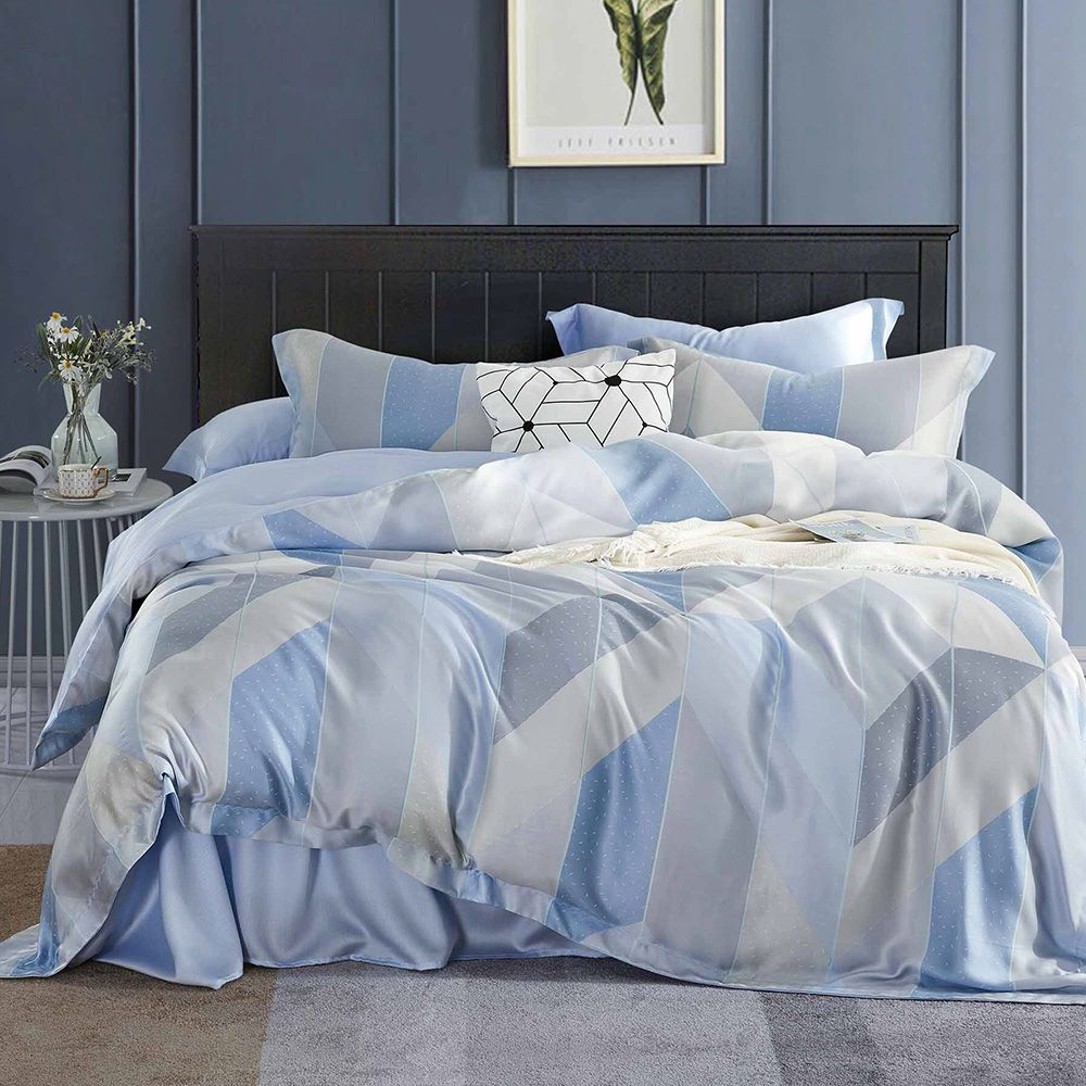 PureOne - 天絲系列．TENCEL寢具組-微光城市 (雙人四件式床包鋪棉被套組)