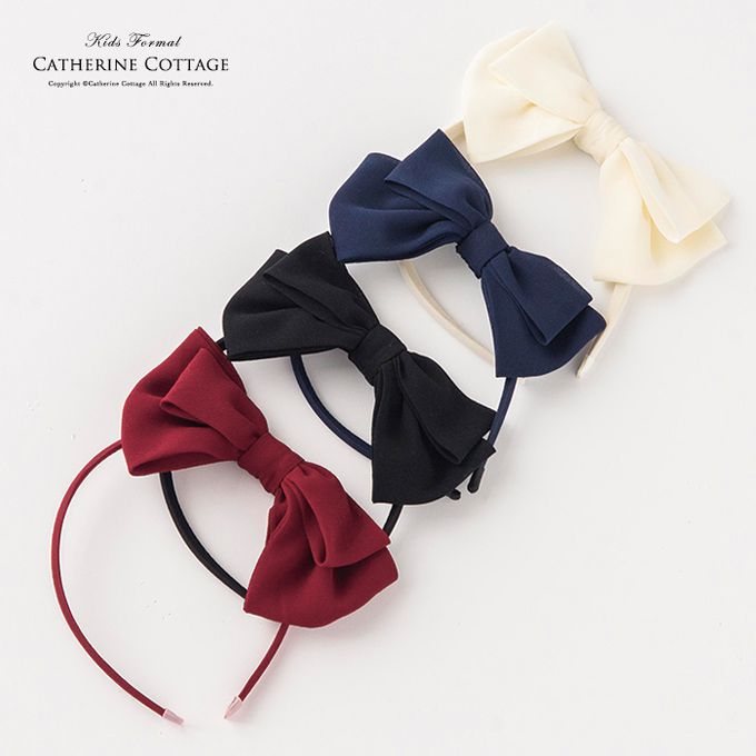 日本 Catherine Cottage - 優雅蝴蝶結雪紡緞帶髮箍-黑
