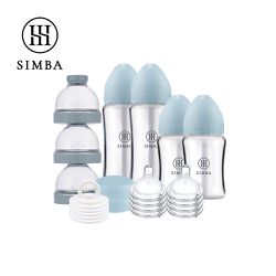 Simba 小獅王辛巴 - 蘊蜜質金玻璃寬口奶瓶人氣口碑組-晨藍