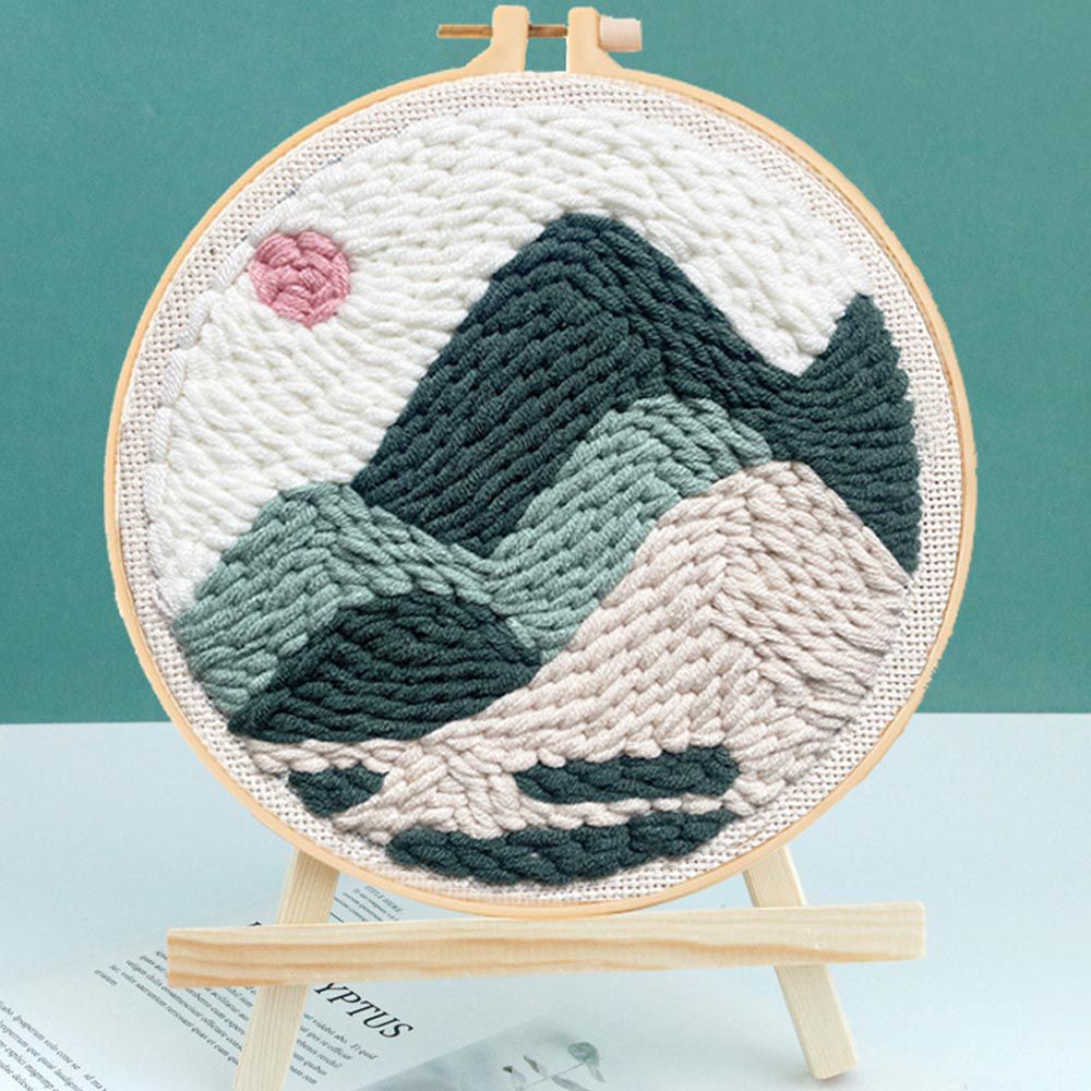 DIY手工毛線刺繡/俄羅斯戳戳繡-風景 (直徑約20cm)