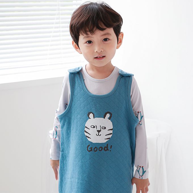 正韓 Cogibu - 極舒適無螢光劑 100% 有機棉幼兒/兒童鋪棉保暖防踢背心-小虎棒