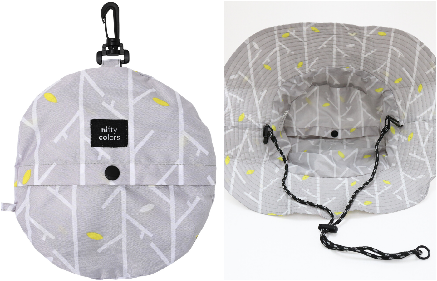 日本 nifty colors - 可折疊輕量抗UV防潑水遮陽帽(頭圍可調)-刺蝟小森林-深藍 (F(頭圍56~59cm))