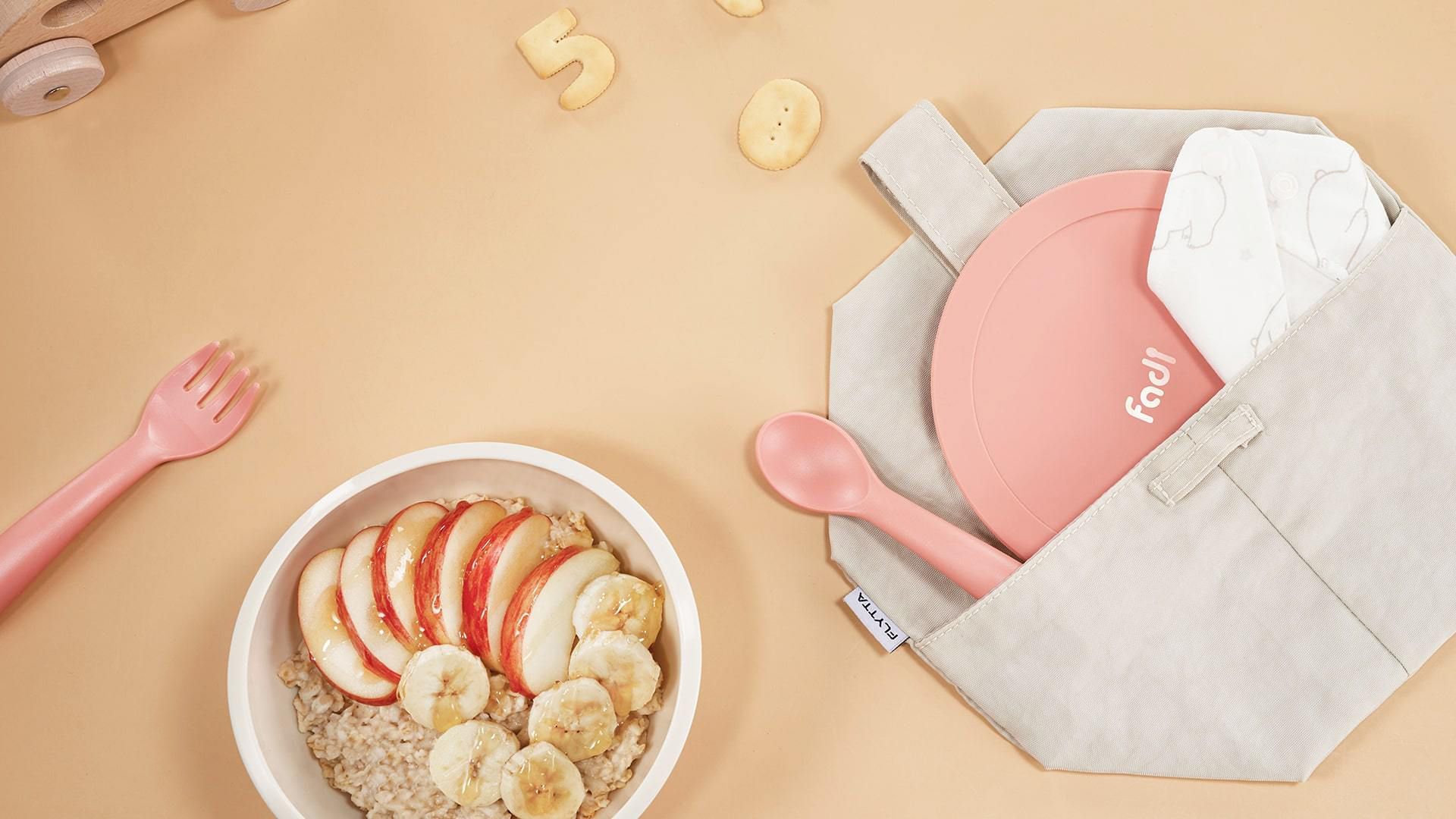 FLYTTA - FADI 轉轉碗－幼兒吸盤學習碗-海洋蘇打藍-(碗*1, 吸盤*1, 碗蓋*1, 湯匙*1, 贈無痕碗墊*1)+餐碗提袋*1