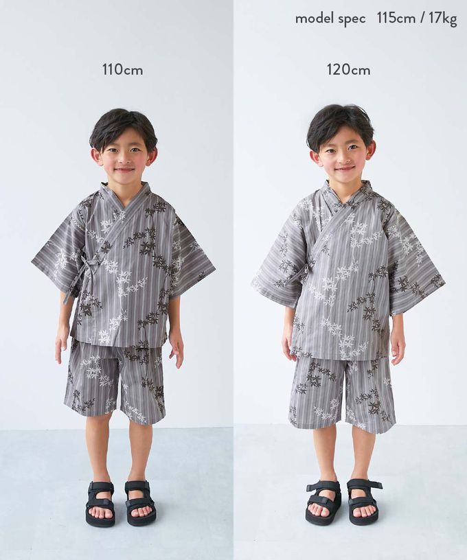 日本 devirock - 期間限定！經典日式風甚平套裝-線條-深藍