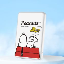 史努比 - SNOOPY 20W PD超薄磁吸無線快充行動電源 5000mAh-紅屋款(珍珠白)