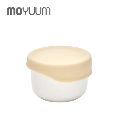 韓國 MOYUUM - 韓國 陶瓷點心碗附矽膠蓋-奶油黃
