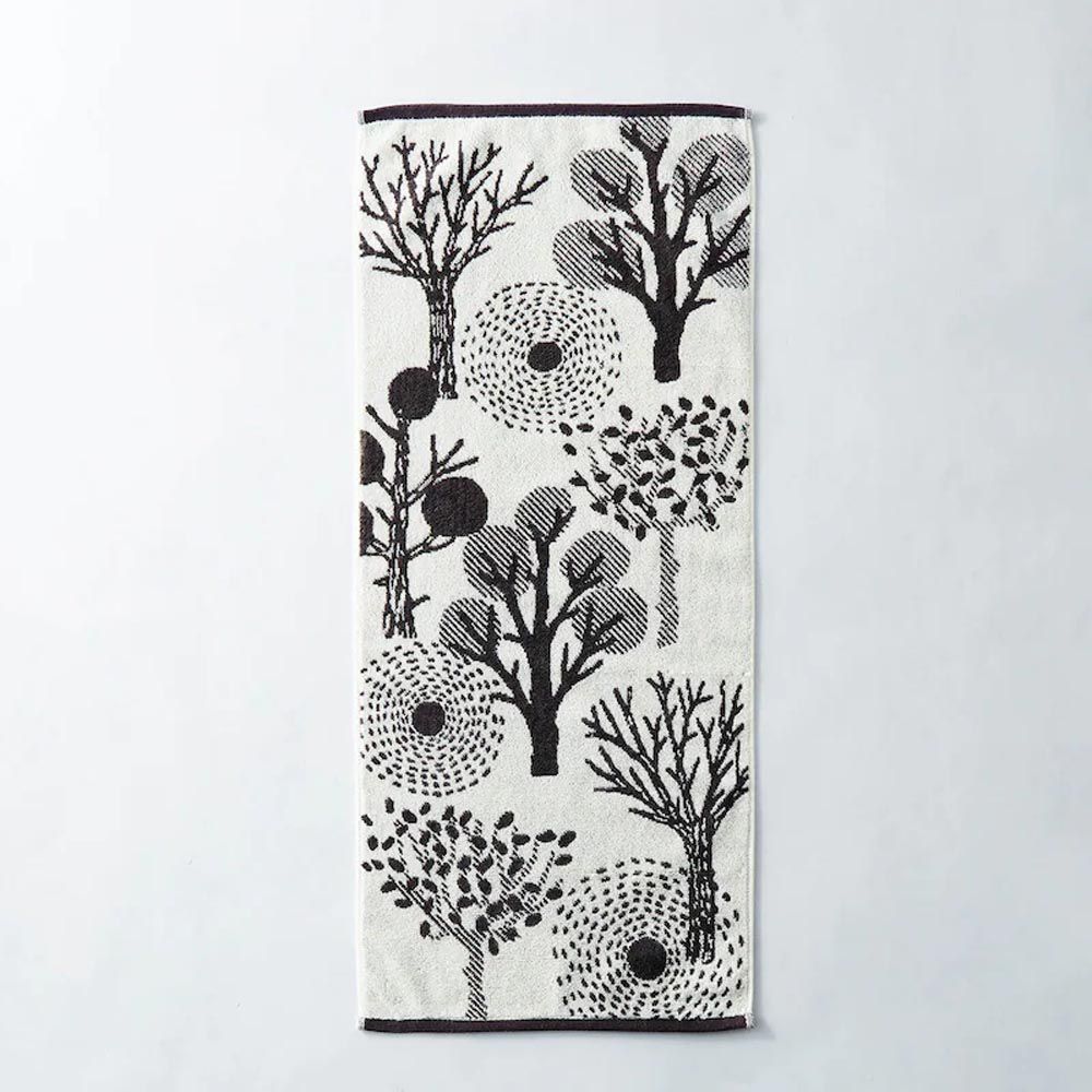 日本千趣會 - 北歐風 吸水速乾毛巾-樹的樣貌-黑白 (34×80cm)
