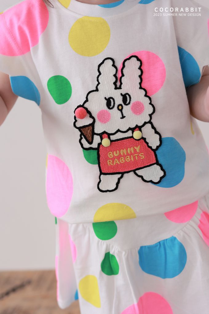 韓國 Coco rabbit - 鬆緊腰彩虹圓點兔內搭褲裙-白｜媽咪愛