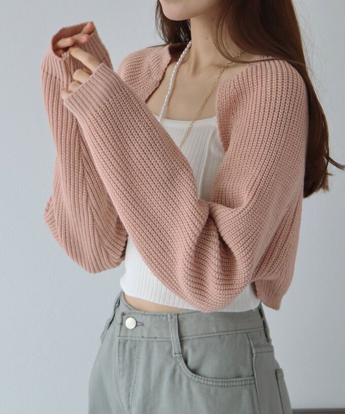 日本 BLUE EAST - 率性羅紋短版針織外套-白