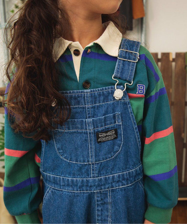 日本 BREEZE - 多口袋厚磅吊帶A字牛仔裙-海軍藍