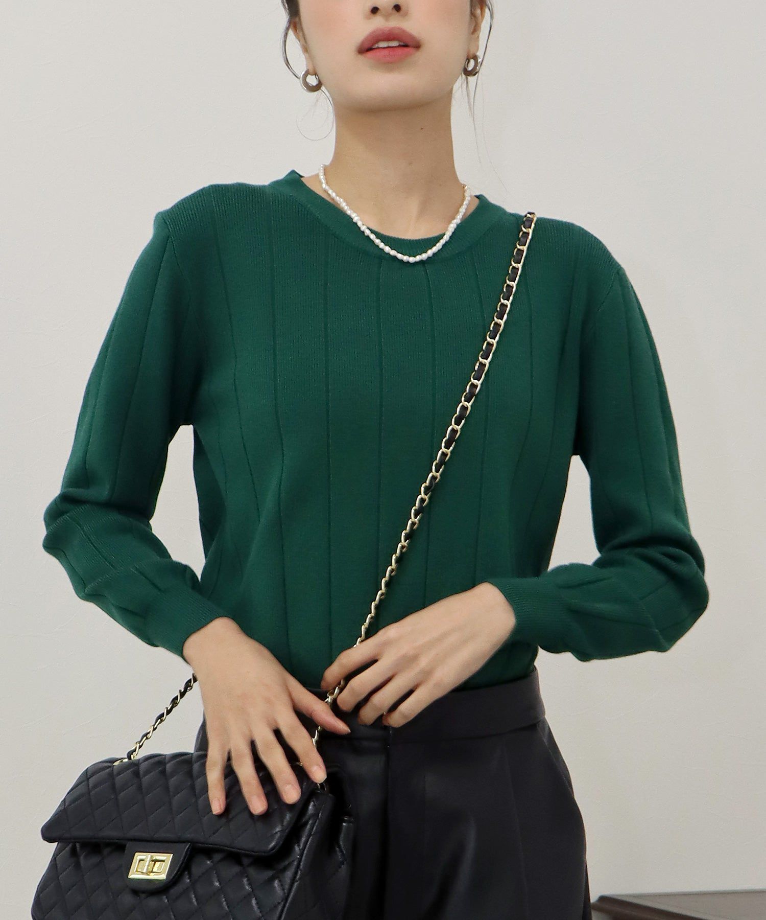 日本 BLUE EAST - 圓領粗羅紋針織上衣-紅