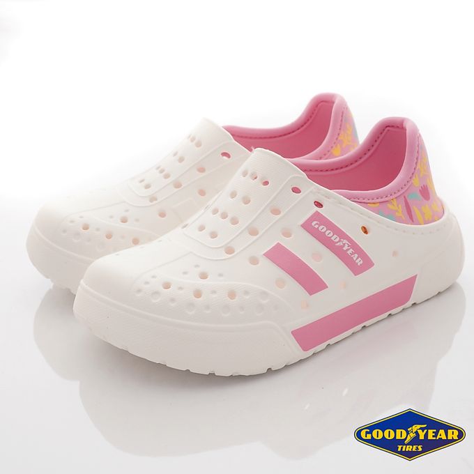 GOODYEAR - 台灣製GOODYEAR後踩水陸洞洞鞋(中小童段)-休閒鞋-白