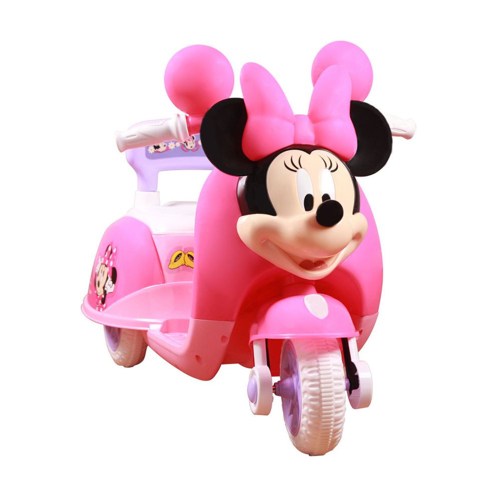 聰明媽咪兒童超跑 - 迪士尼米妮造型 正版授權 兒童電動摩托車-粉色