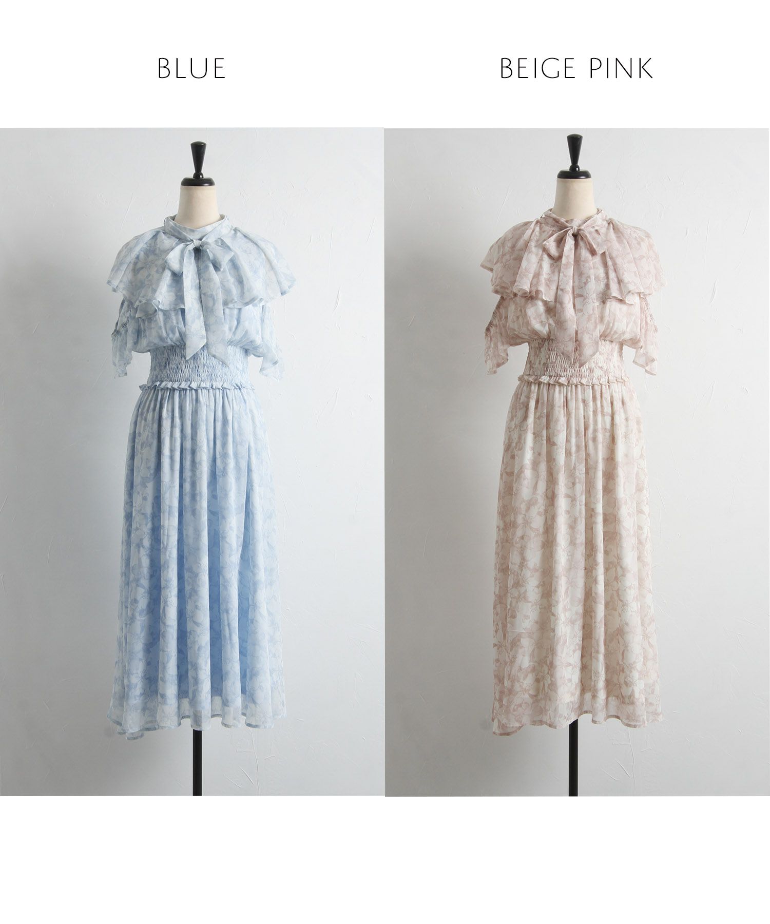 日本 tocco-closet - 浪漫時光碎花雪紡洋裝-寶貝藍