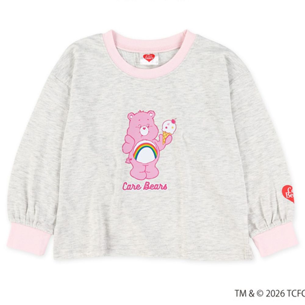 聯名款 印花長袖上衣-卡通人物CareBear-燕麥灰