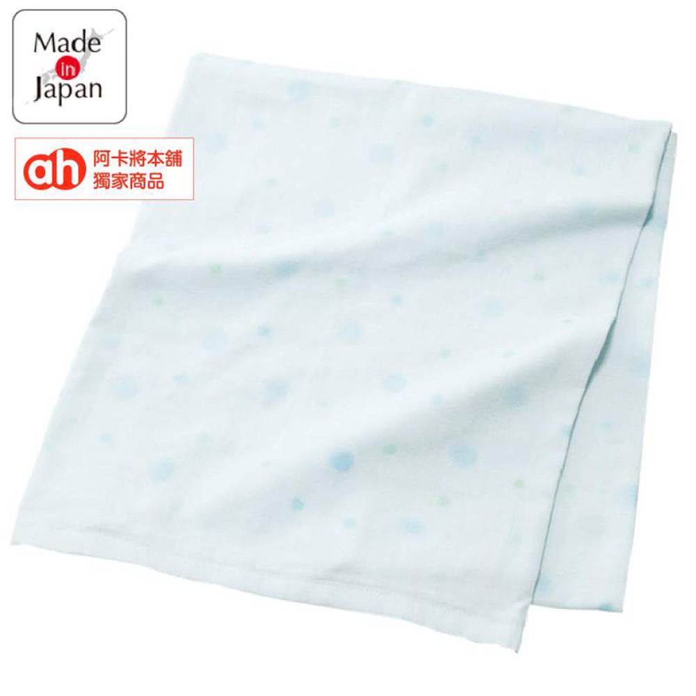 akachan honpo - 柔軟棉紗浴巾 長方形-點點-淺藍色