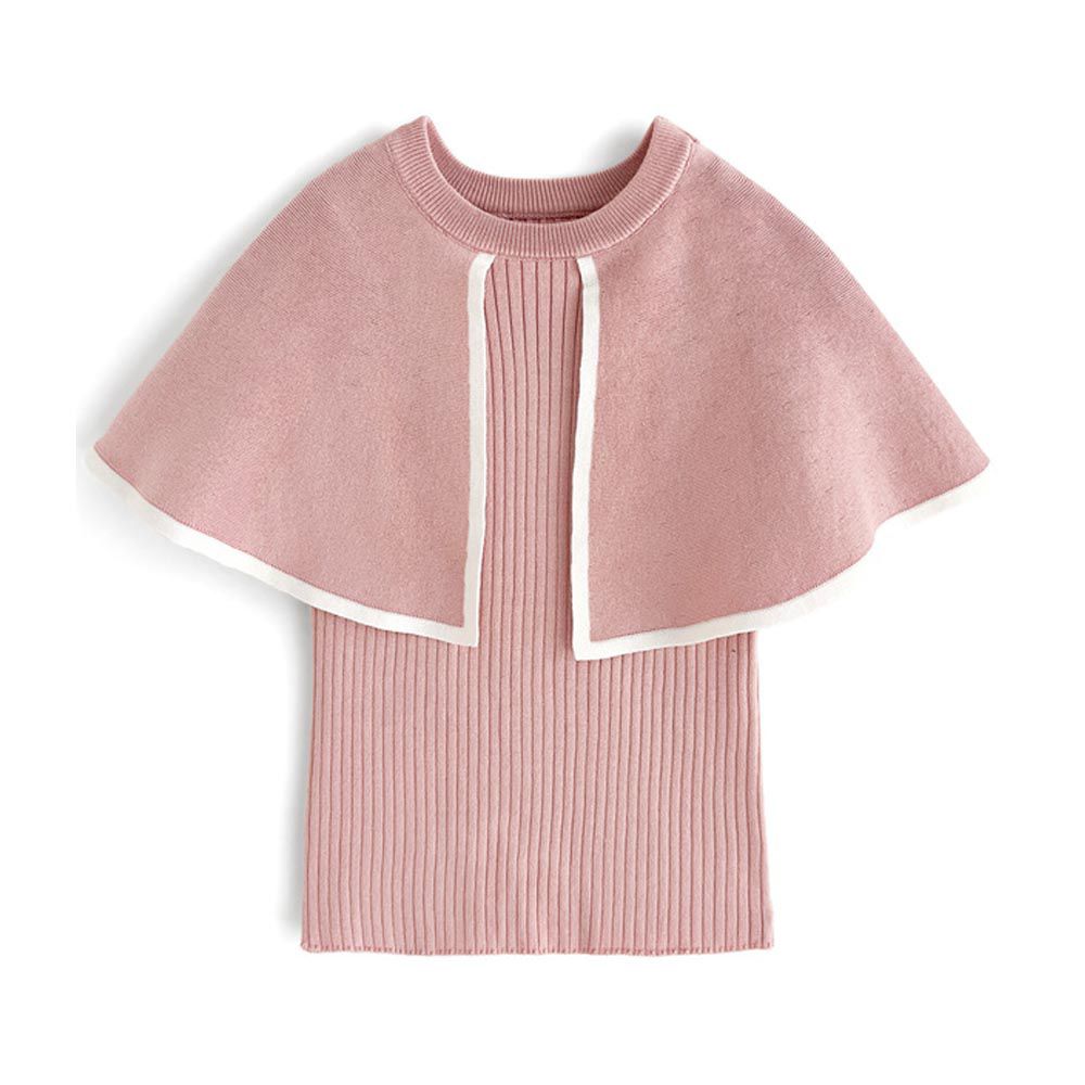 日本 GRL - 斗篷領遮臂針織短袖上衣-粉紅 (F)