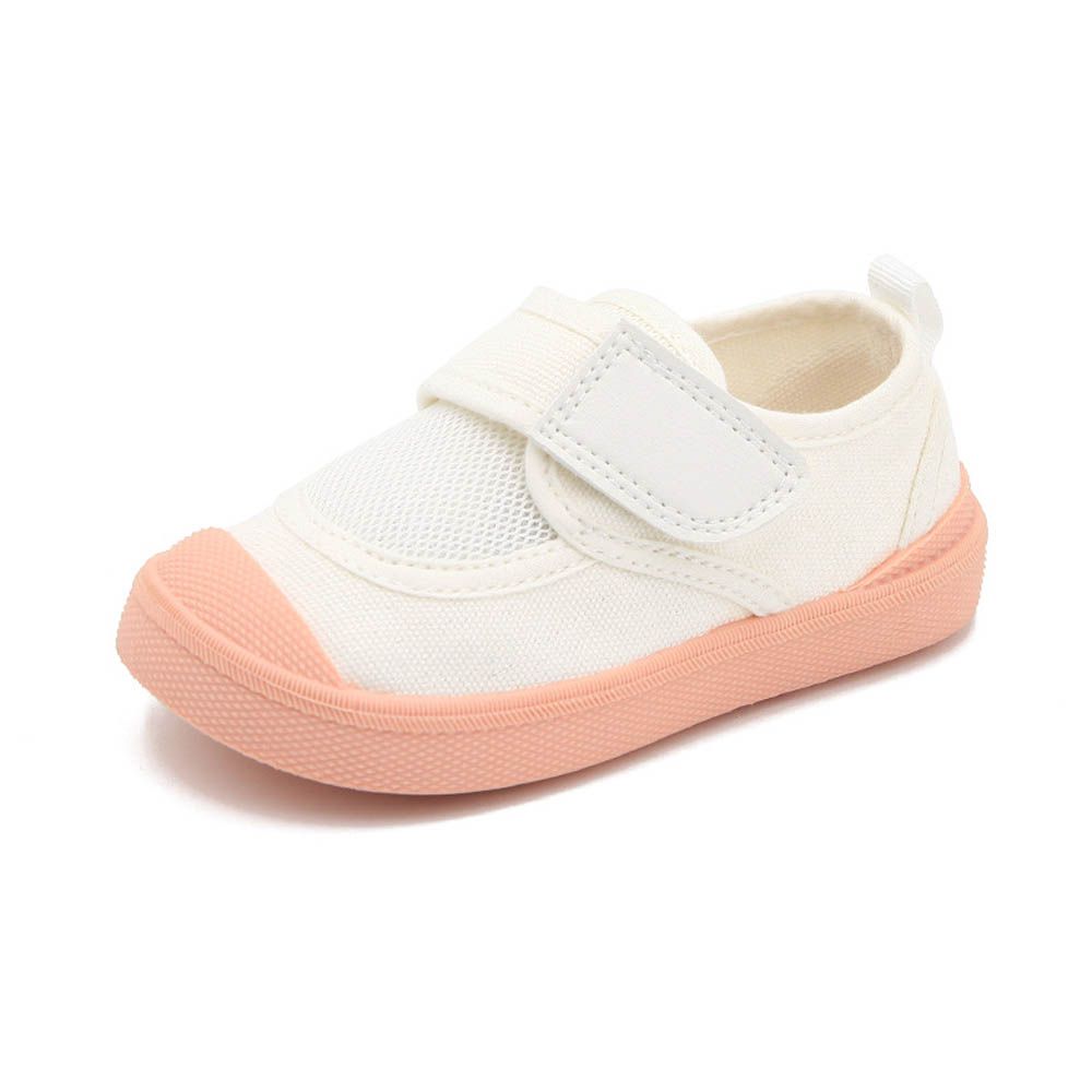 防撞安全止滑網眼拼接帆布鞋/室內鞋-粉色