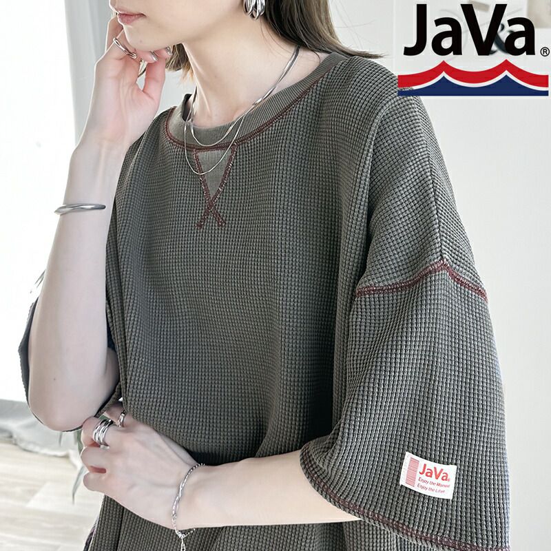 日本 Classical Elf - 2WAY華夫格落肩五分袖上衣-象牙杏