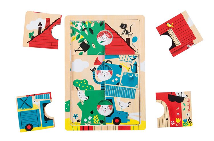 Moulin Roty - 多層拼圖-可愛的家