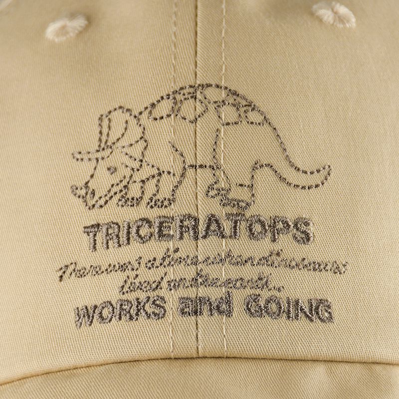 akachan honpo - 棒球帽-恐龍刺繡-淺卡其色