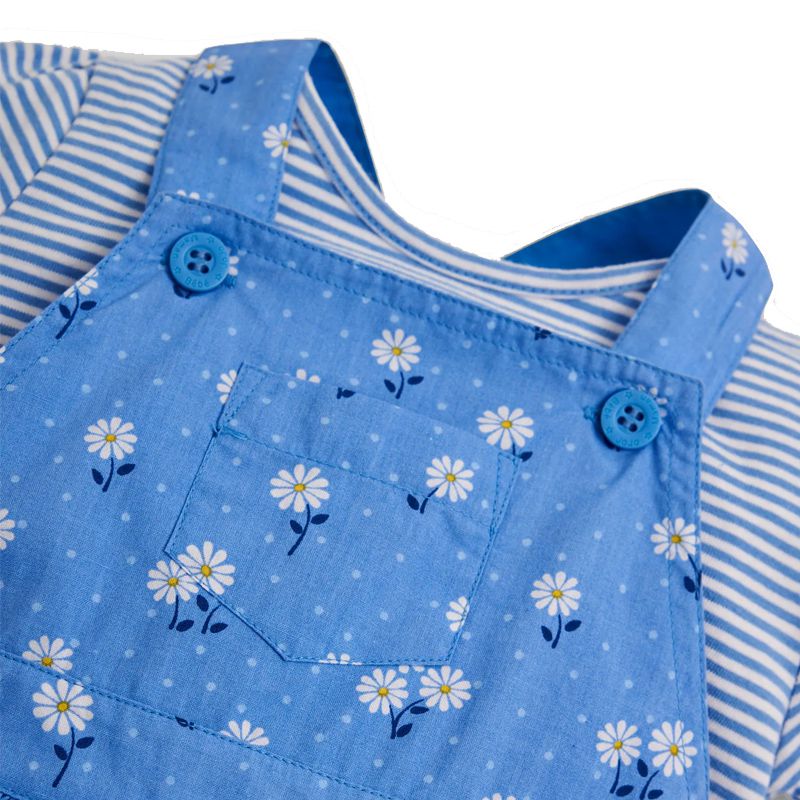 英國 JoJo Maman BeBe - 超優質嬰幼兒/兒童100％純棉2件式短袖洋裝-藍色花海