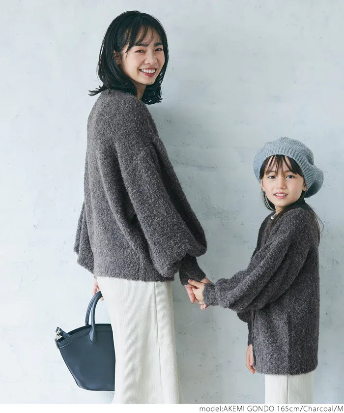 日本 COCA - 澎澎氣球袖針織開襟衫-橘粉