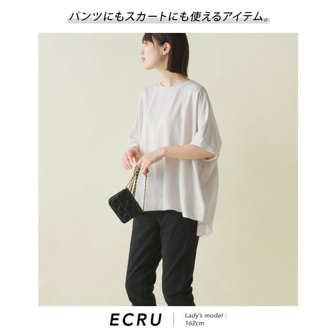 日本 OMNES - 接觸涼感 嫘縈寬鬆短袖上衣-黑底白點