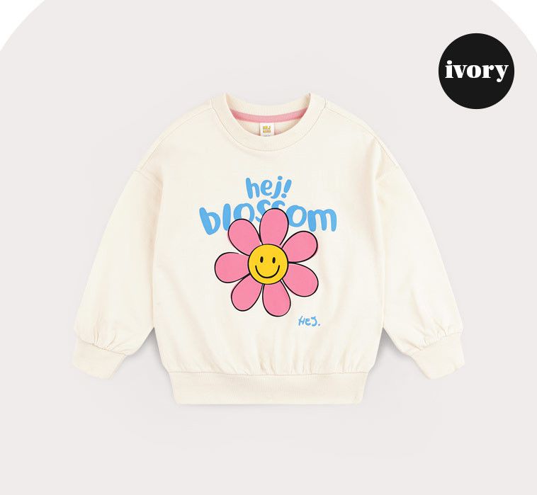 韓國 HEJMINI - 微笑花朵大學T