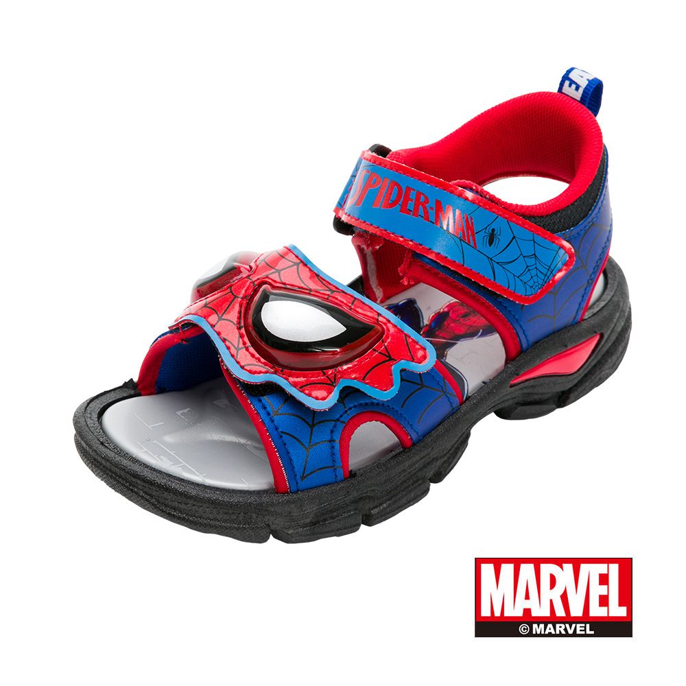 漫威MARVEL - 蜘蛛人 童鞋 電燈涼鞋 MNKT35122-兩段式絆帶設計-藍紅-(小大童段)