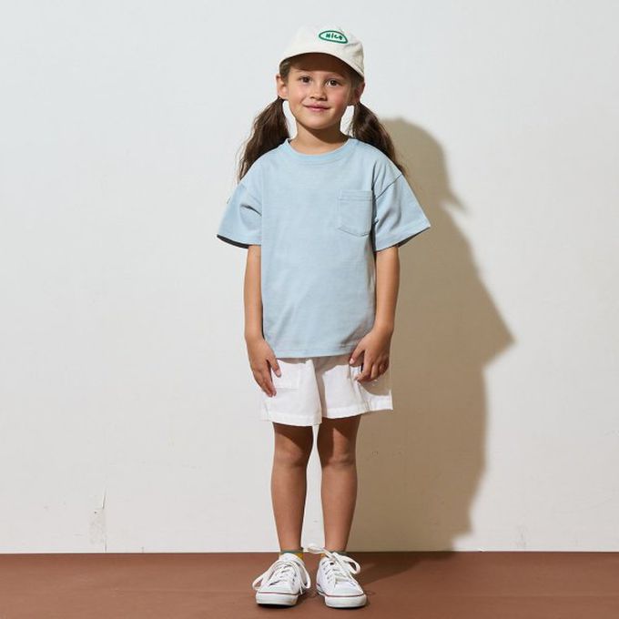 日本 b-ROOM - 時尚搭配口袋短褲(4分丈)-直紋-米杏